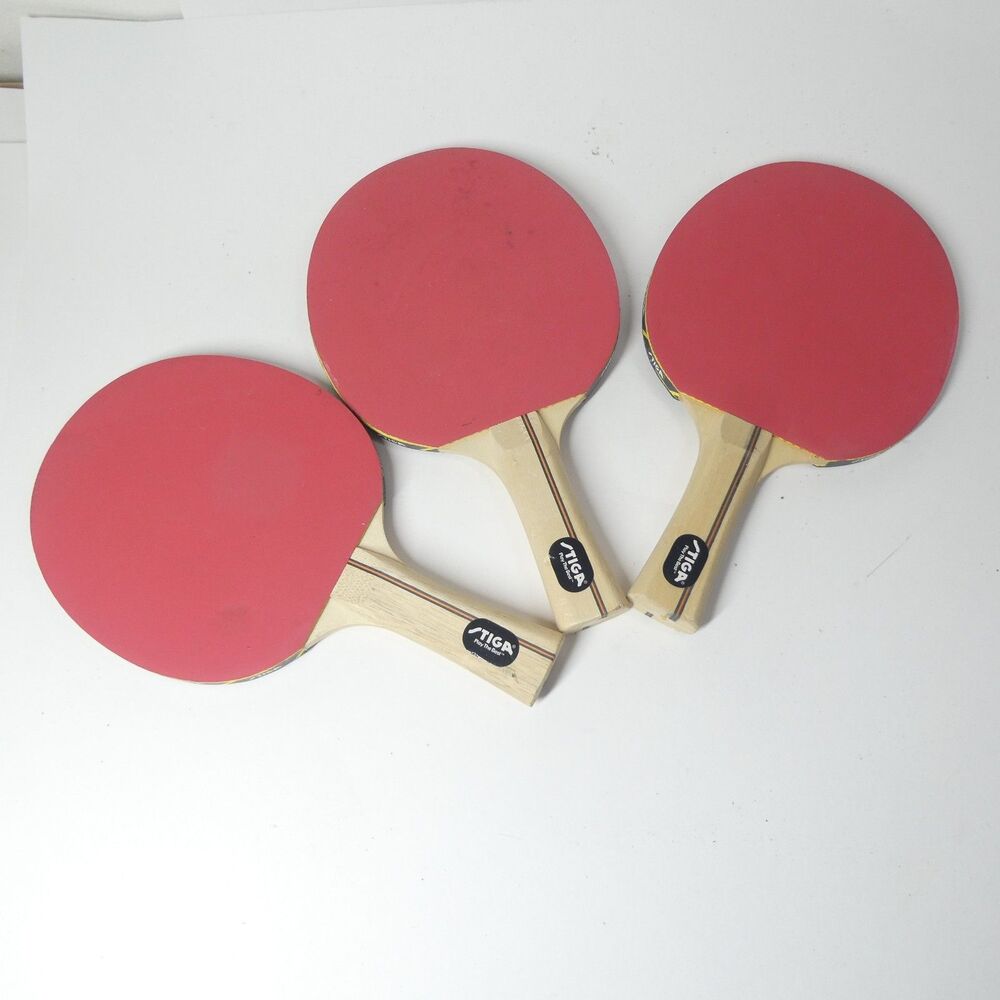 3 Stiga Ping Pong Paddles Wooden Red Black Table Tennis Racket